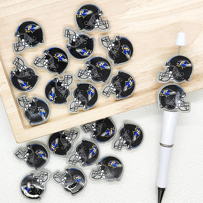 Helmet Football Team Acrylic Focal Beads