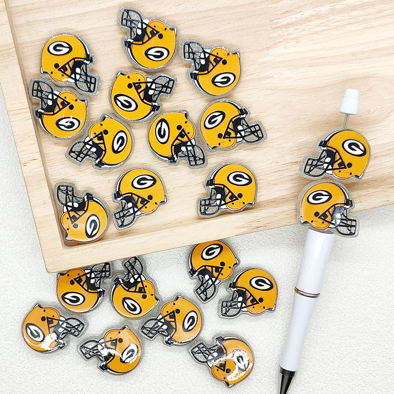 Helmet Football Team Acrylic Focal Beads