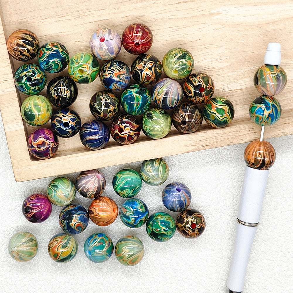 16mm Swirl Print Gumball Acrylic Beads for Beaded Craft