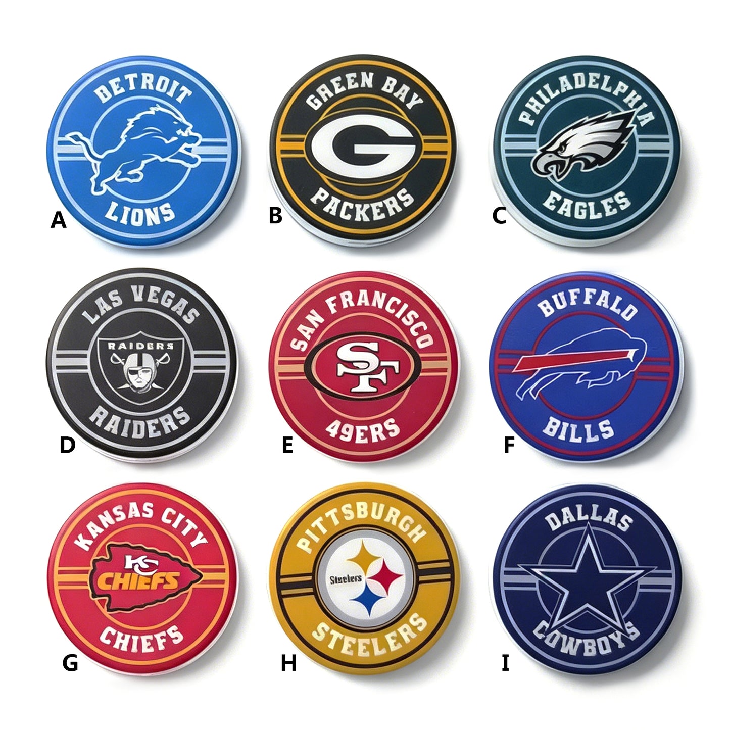 New Flat Round Print Silicone Football Team Focal Beads