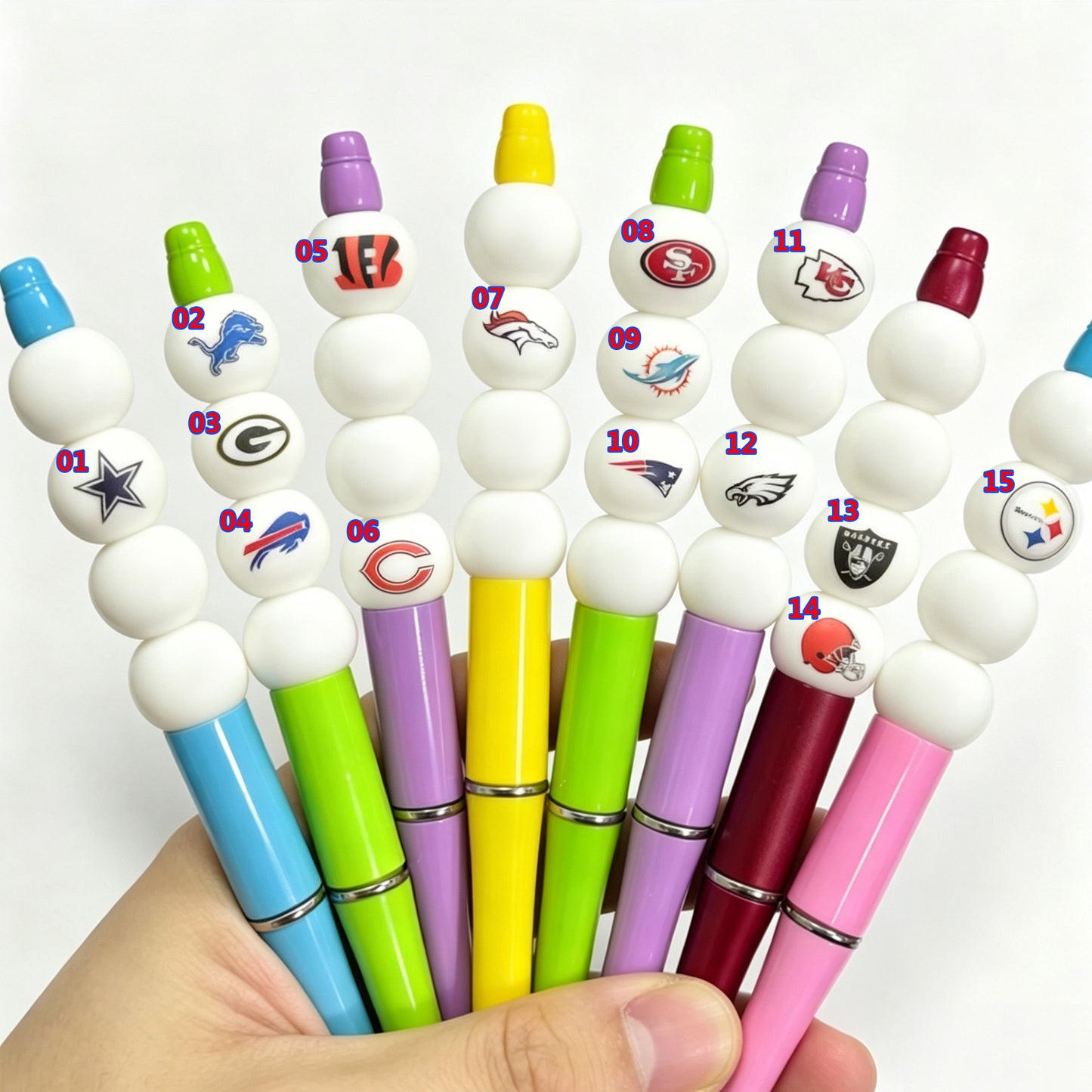 15mm Football Team Round Print Silicone Beads