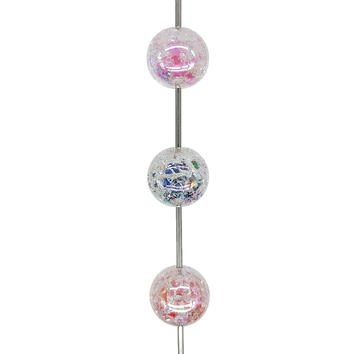 Mix 16mm Round Clear Crack Bubblegum Acrylic Beads