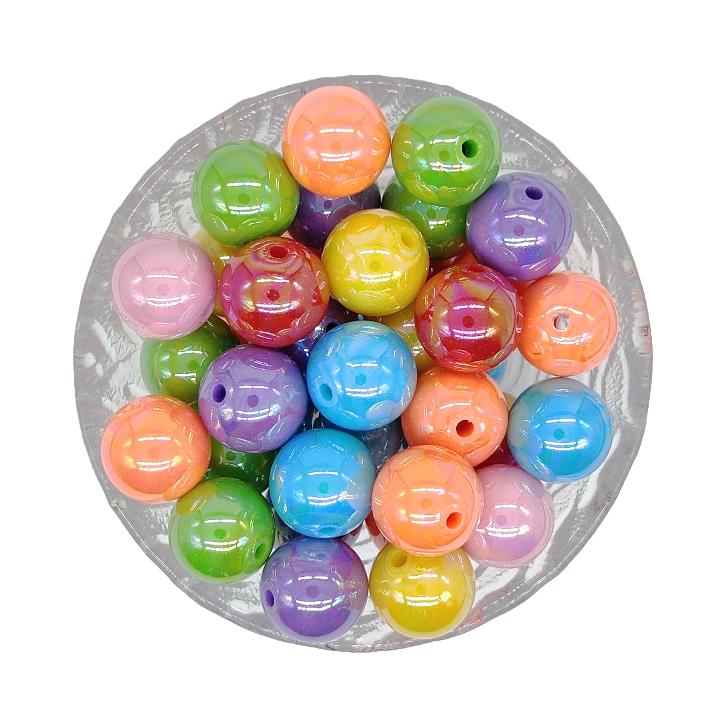 16mm UV Opal Coated Print Gumball Acrylic Beads