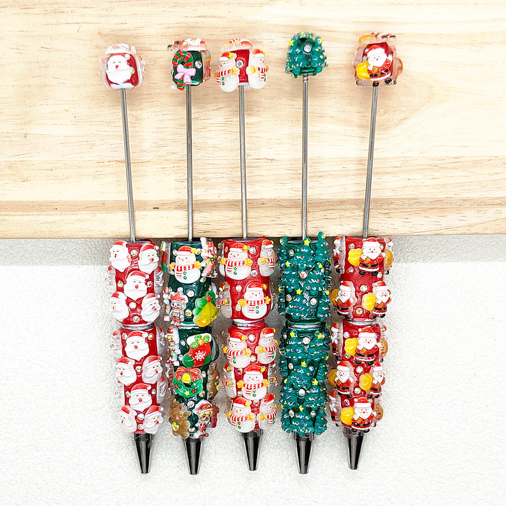 5Pcs Assorted Holiday Beadable Pen Set,Ballpoint Pen