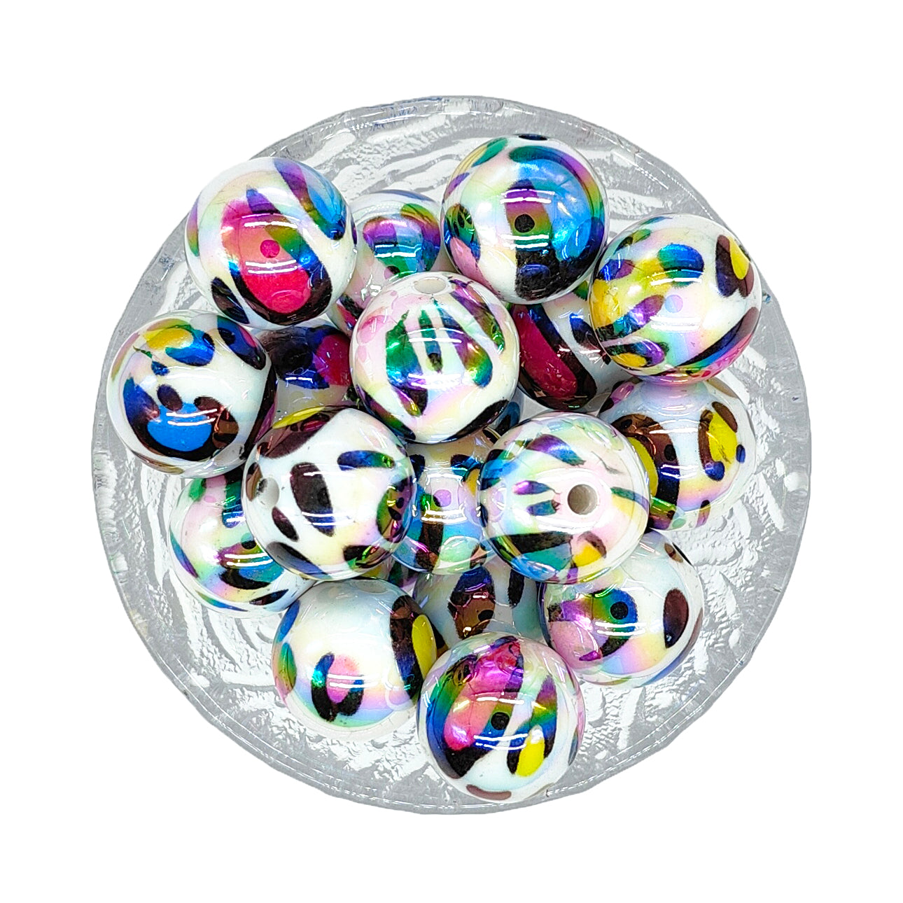20mm Opal Colorful Leopard Chunky Bubblegum Acrylic Beads