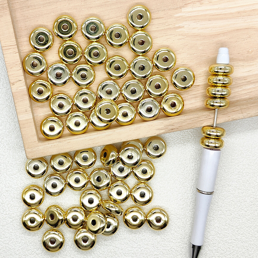 Metallic Gold Silver Abacus Acrylic Beads,Rondelle Beads