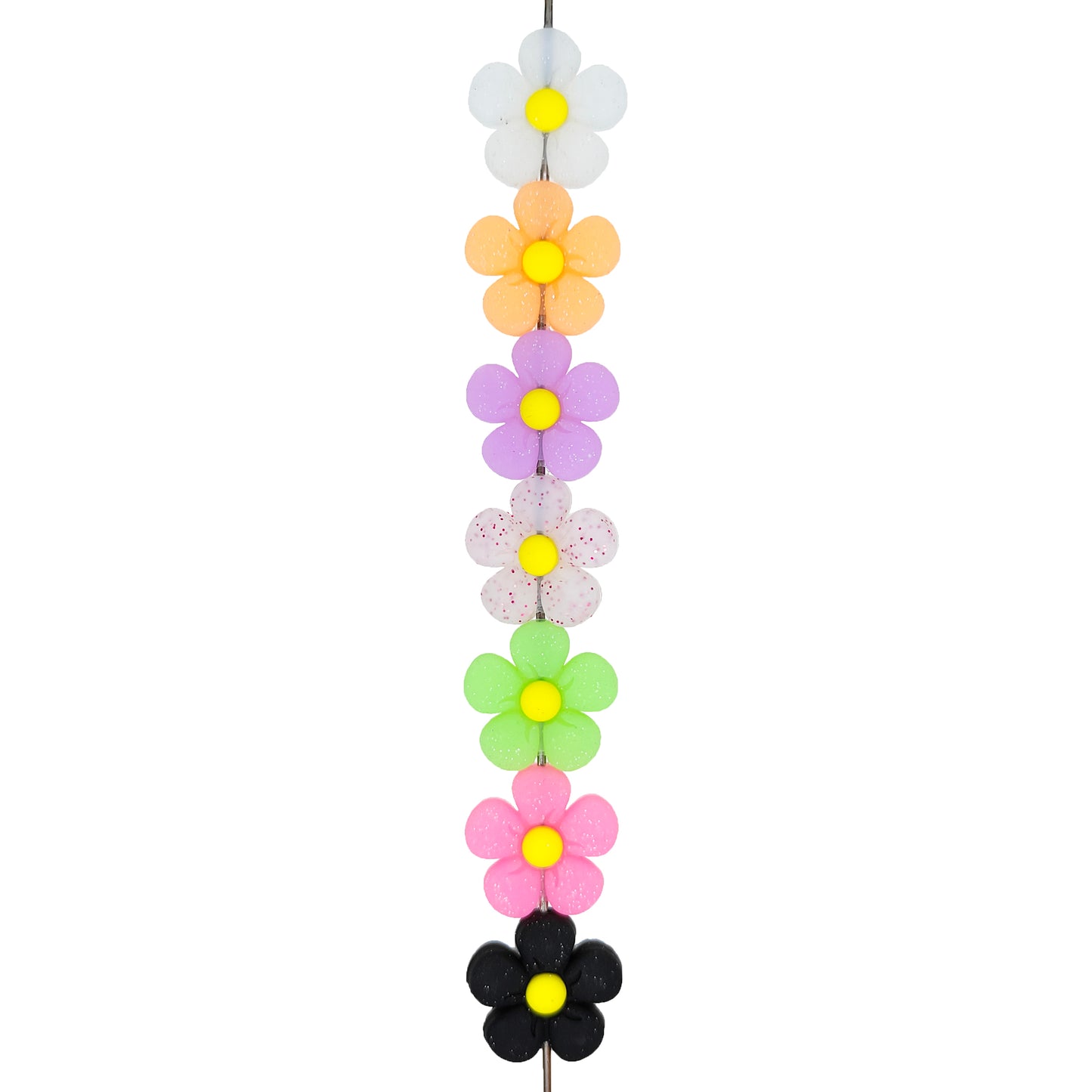 Mix Glitter Flower Silicone Focal Bead
