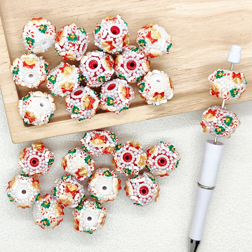 Pearl Xmas Fancy Ball,Santa Christmas Acrylic Bead
