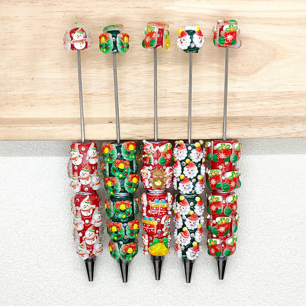 5Pcs/Set Christmas Beadable Pen,DIY Holiday Pen