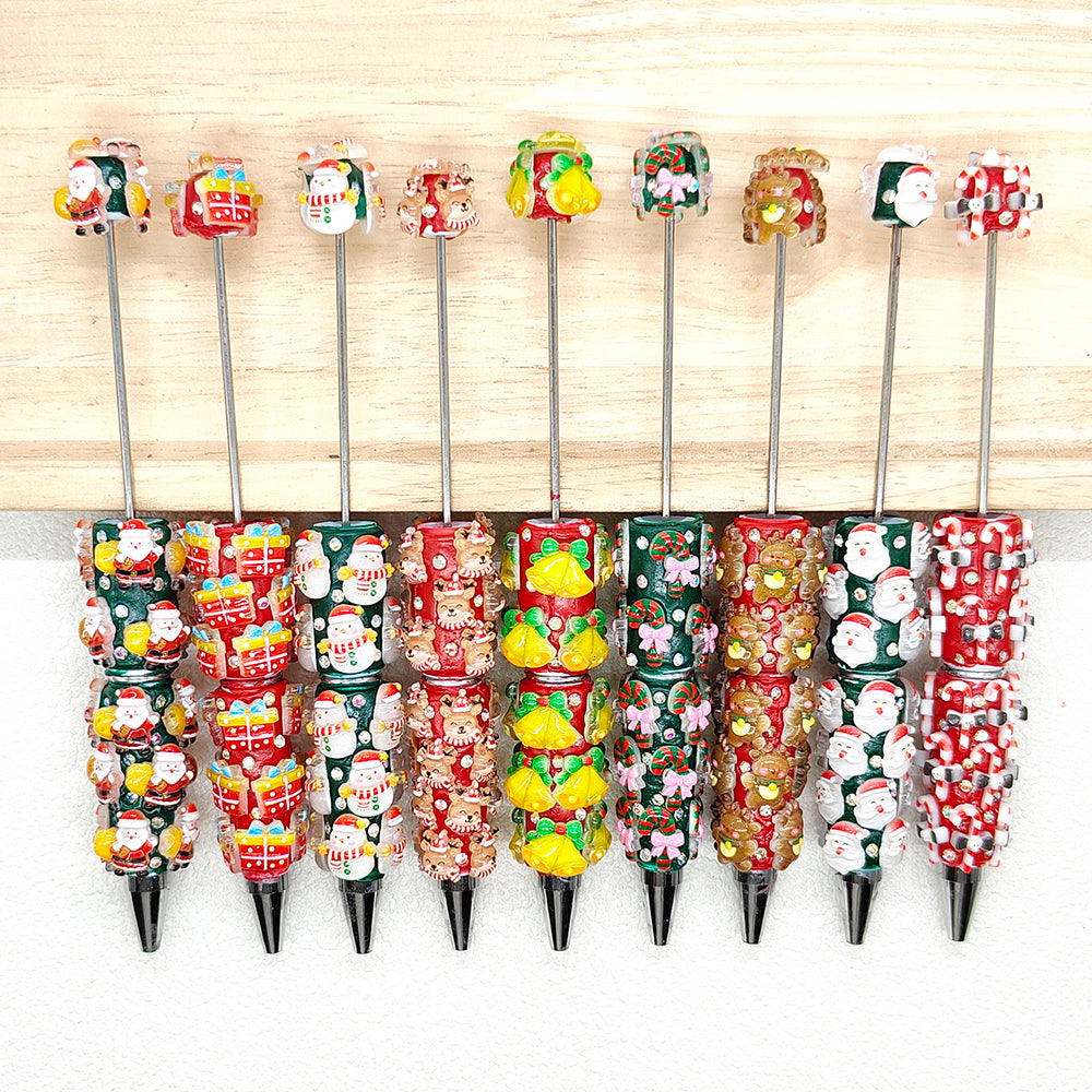 9Pcs/Set Xmas Pen Assorted,Beadable Pen Bar Blank