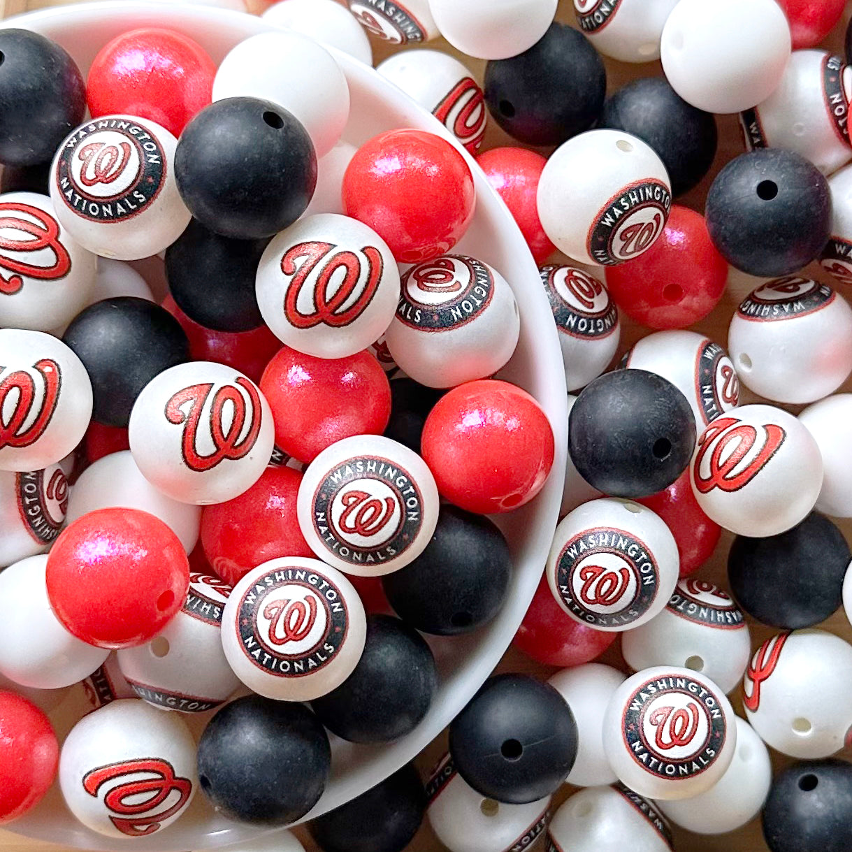 Baseball Team Beads,Beadable Pen DIY,40Pcs Assorted Beads