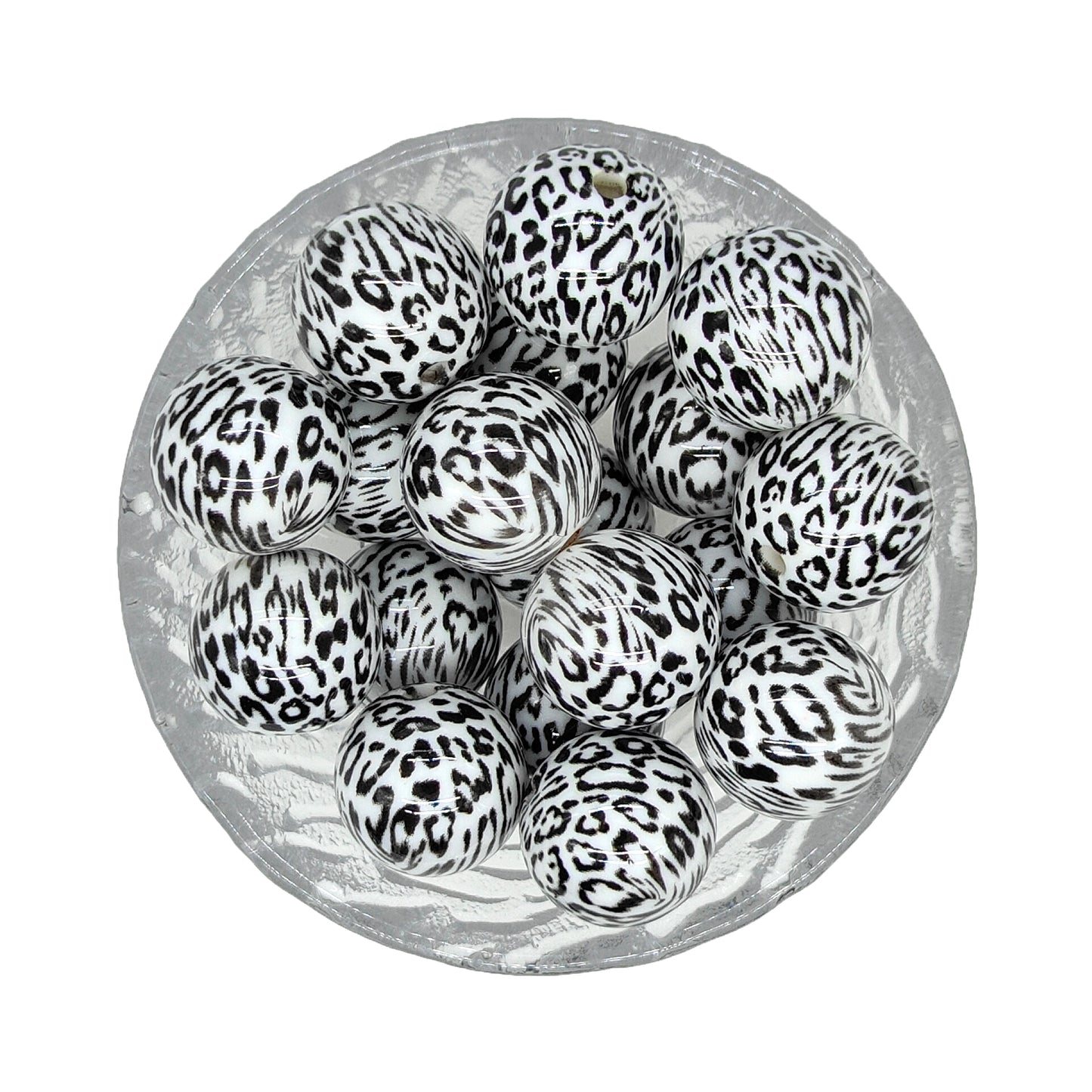 20mm Black Leopard Print Chunky Bubblegum Acrylic Beads