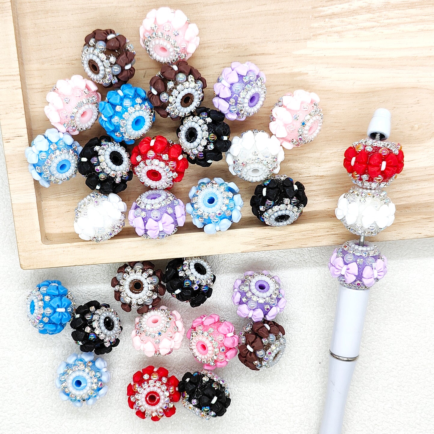 Bling bow fancy Rhinestone Acrylic beads