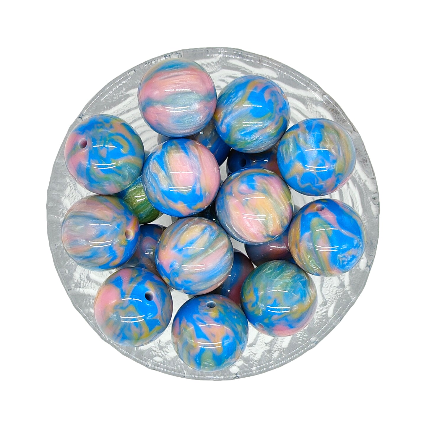 20mm Blue Map Chunky Bubblegum Acrylic Beads