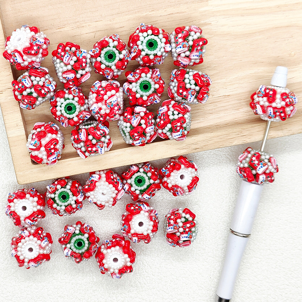 Christmas Stocking Pearl Acrylic Fancy Beads