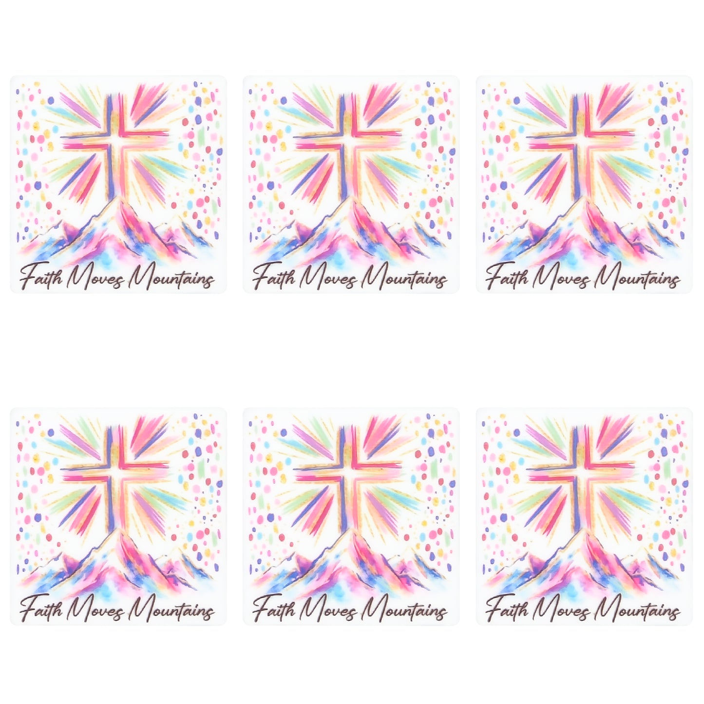 Faith Moves Mountains Cross Square Print Focal