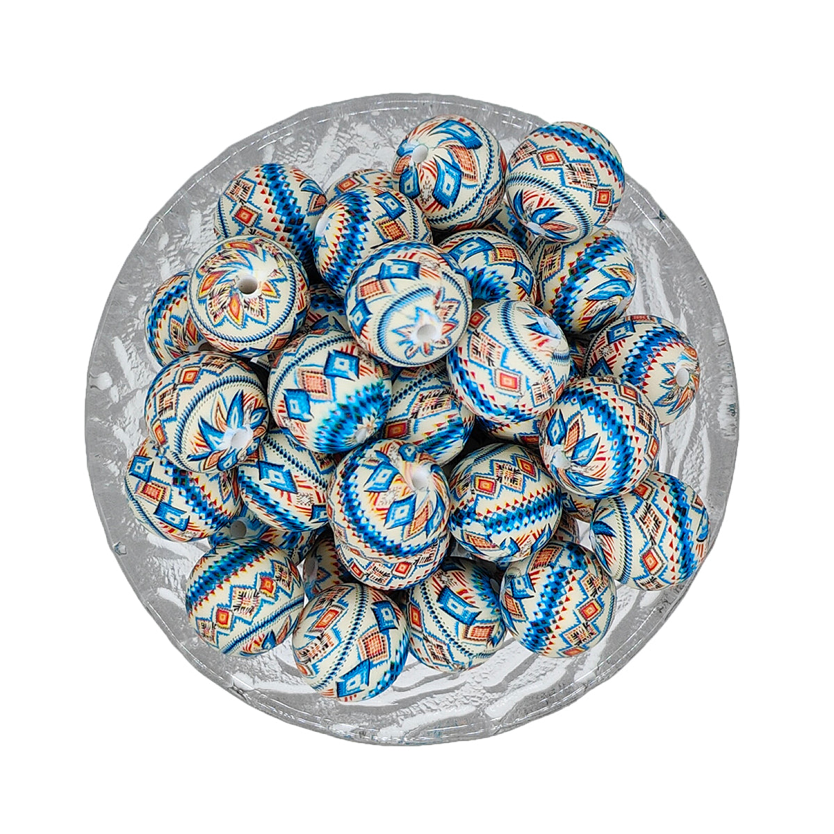 15mm Western Pattern Print Round Silicone Beads
