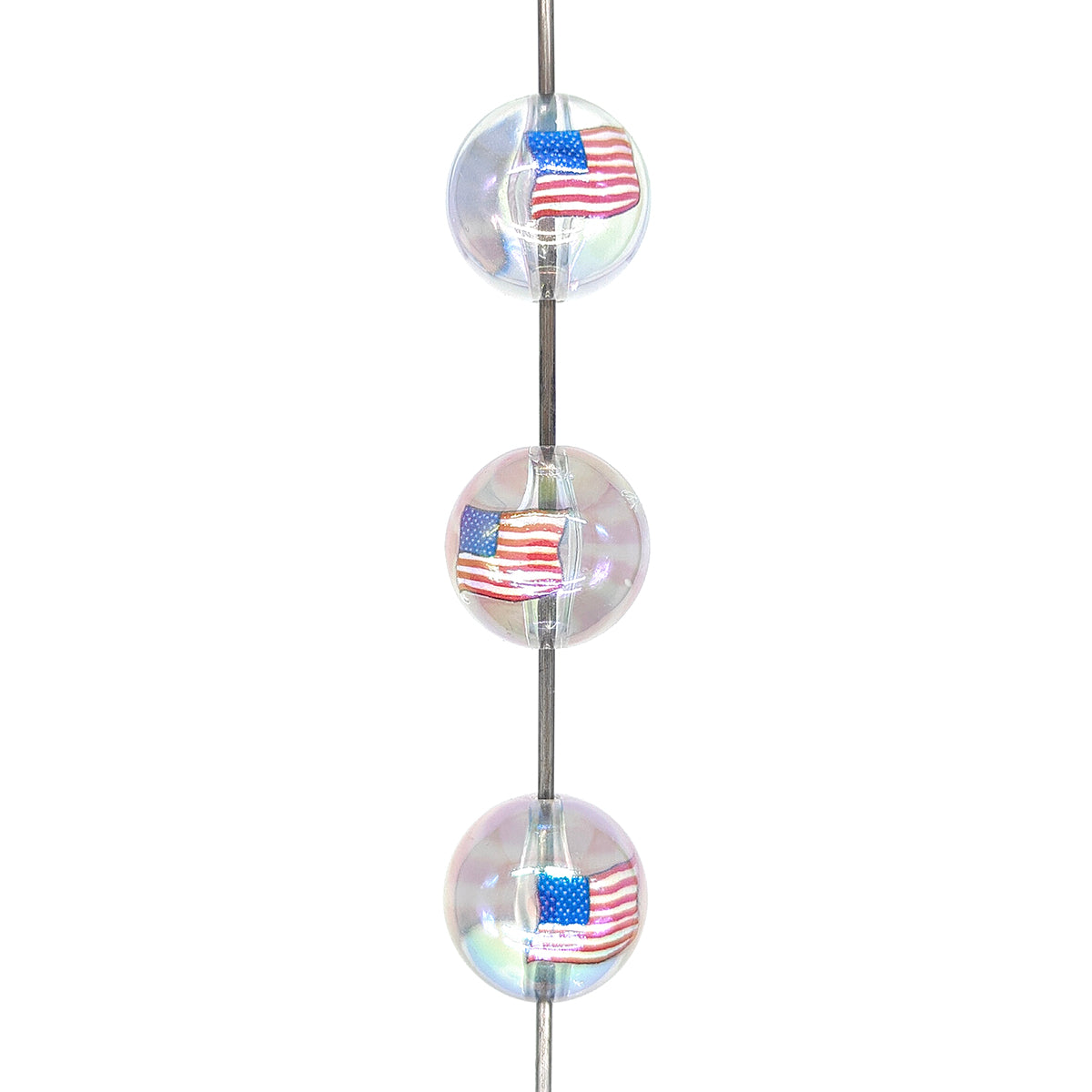 20mm Chunky American Flag Print Acrylic Bubblegum Beads