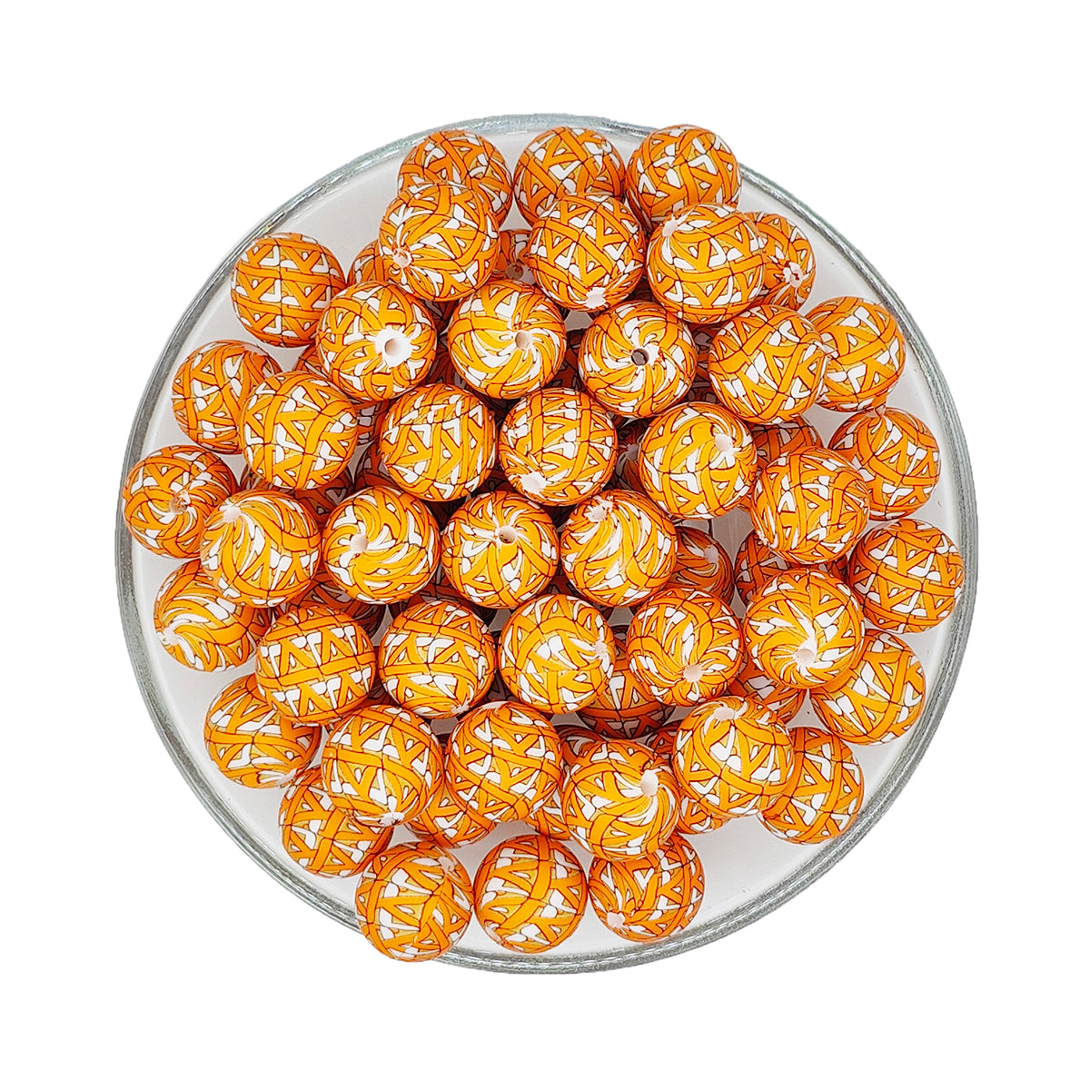 15mm French Fries Print Round Silicone Beads