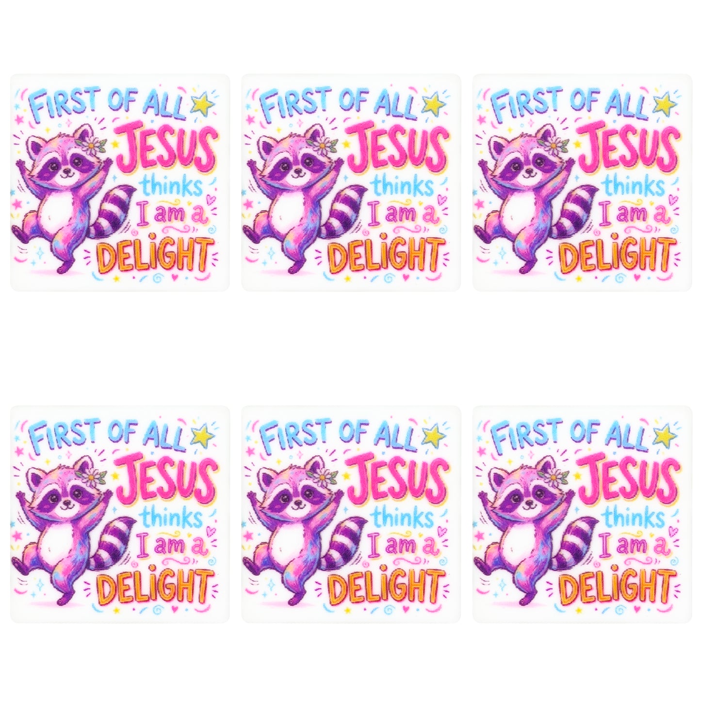Raccoon Jesus Square Print Focal