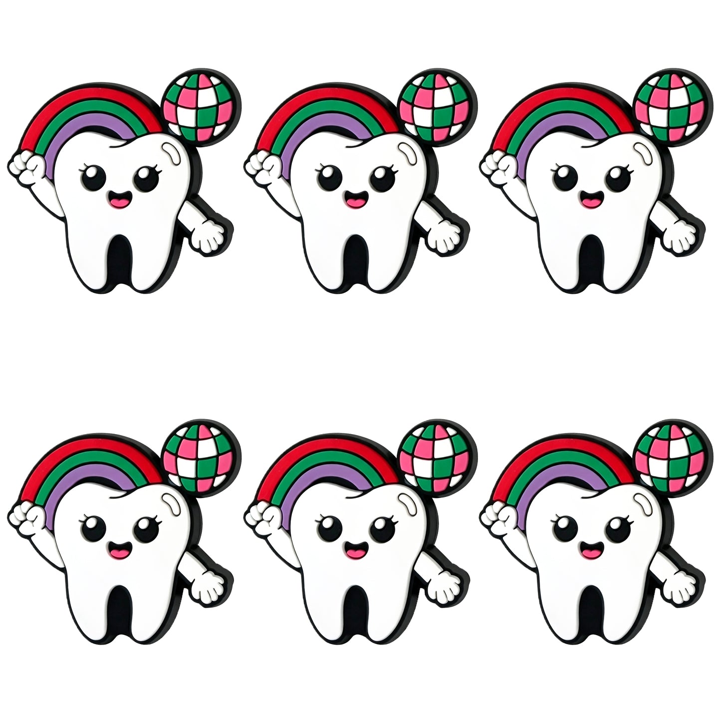 Rainbow Disco Ball Tooth Focal