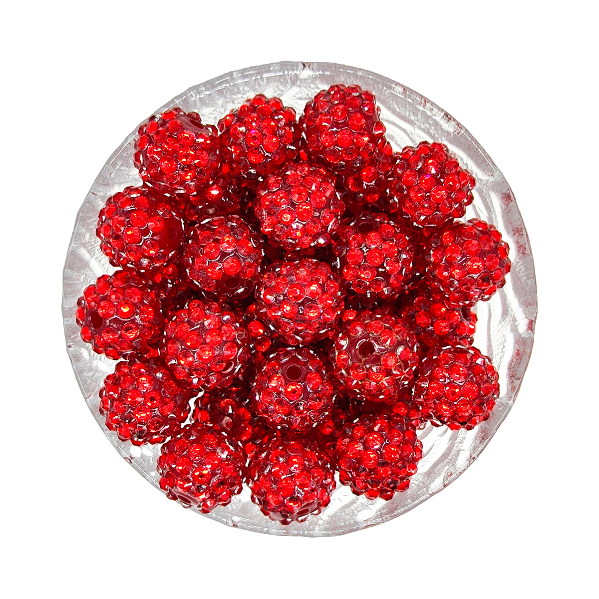 16mm Red Rhinestone Acrylic Beads