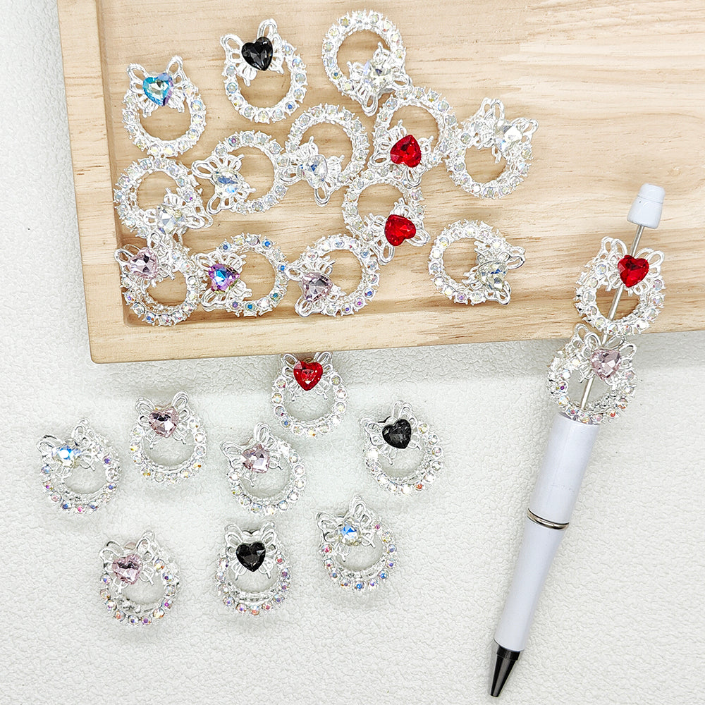 Sparkly Hollow Butterfly Frame Rhinestone Metal Beads,Fancy Beads