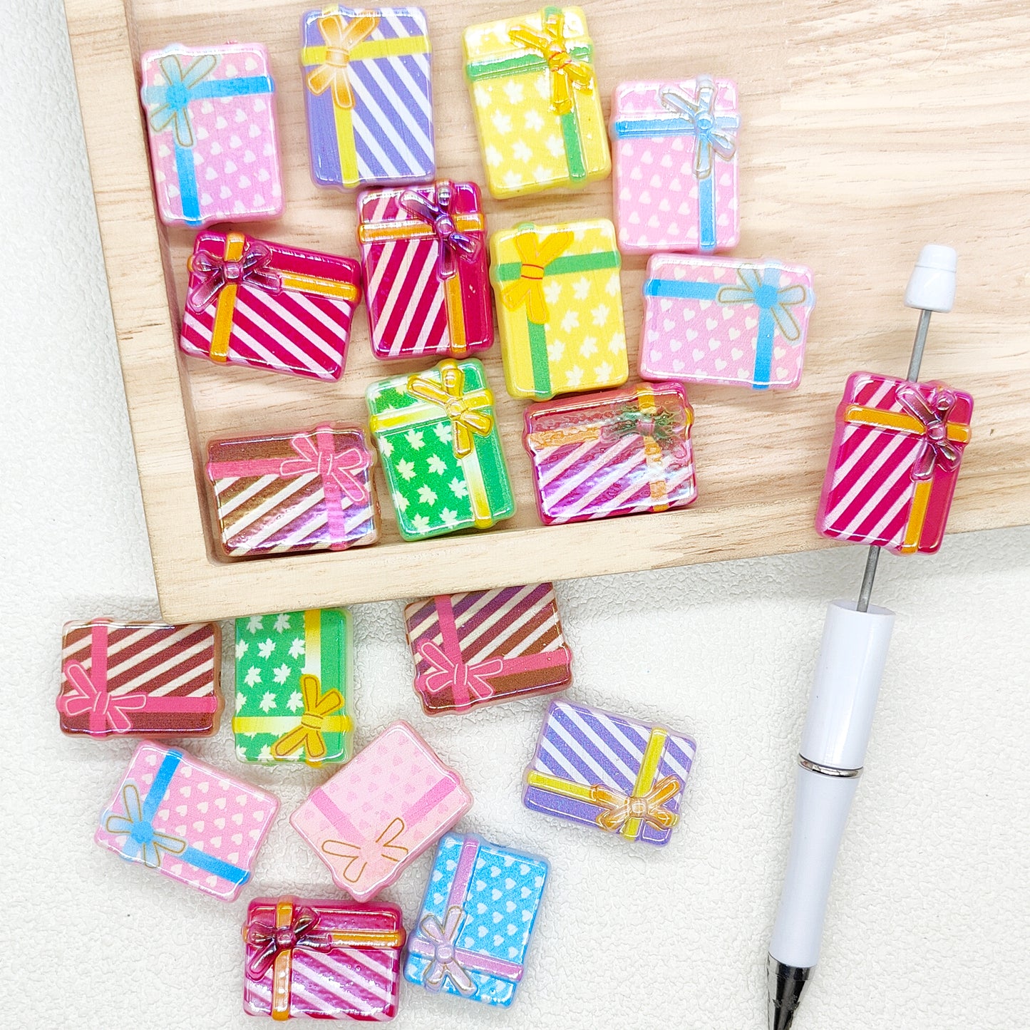 UV Rectangle Gift Box Shape Acrylic Beads,Focal Bead