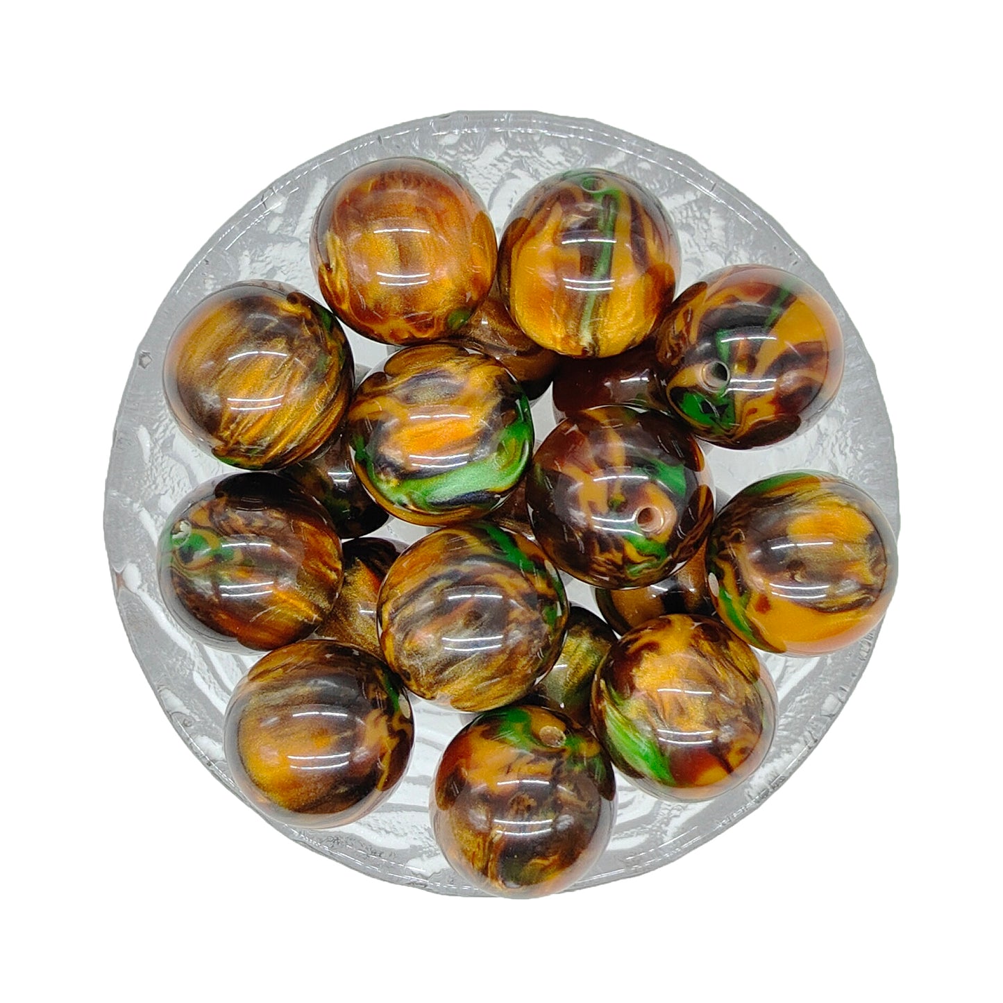 20mm Yellow Green Swirl Chunky Bubblegum Acrylic Beads