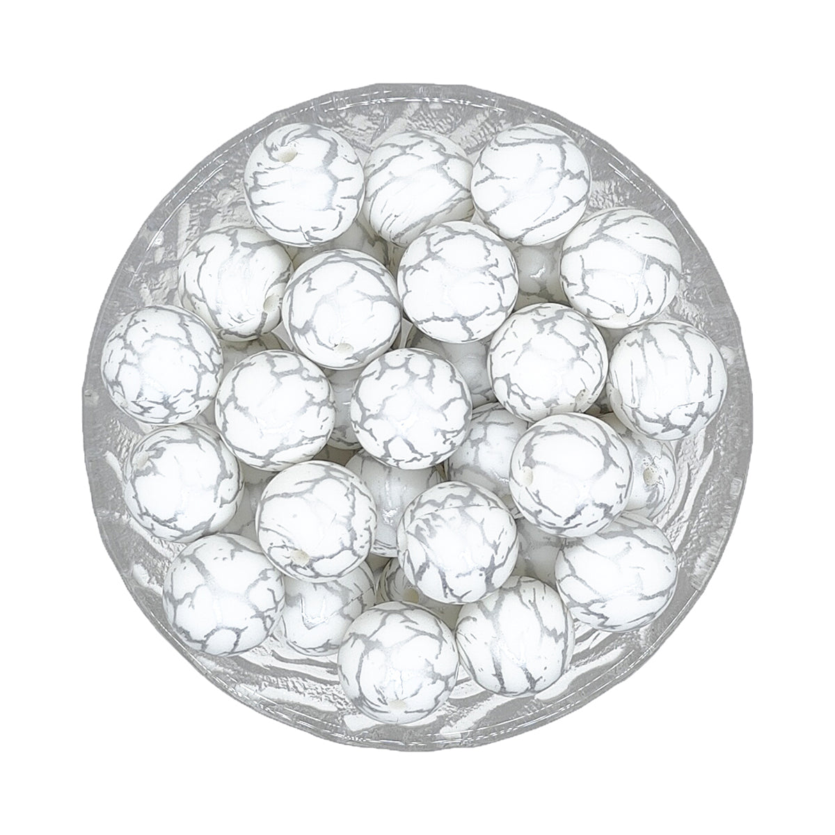 15mm Crack Print Round Silicone Beads