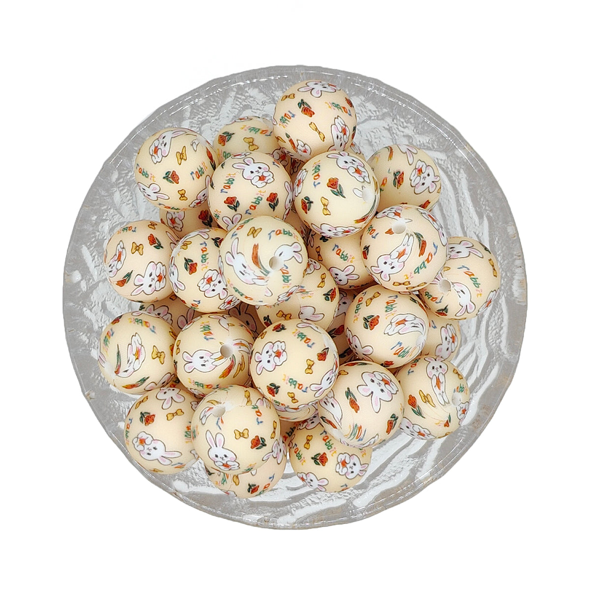 ZR#291 Rabbit Print Round Silicone Beads