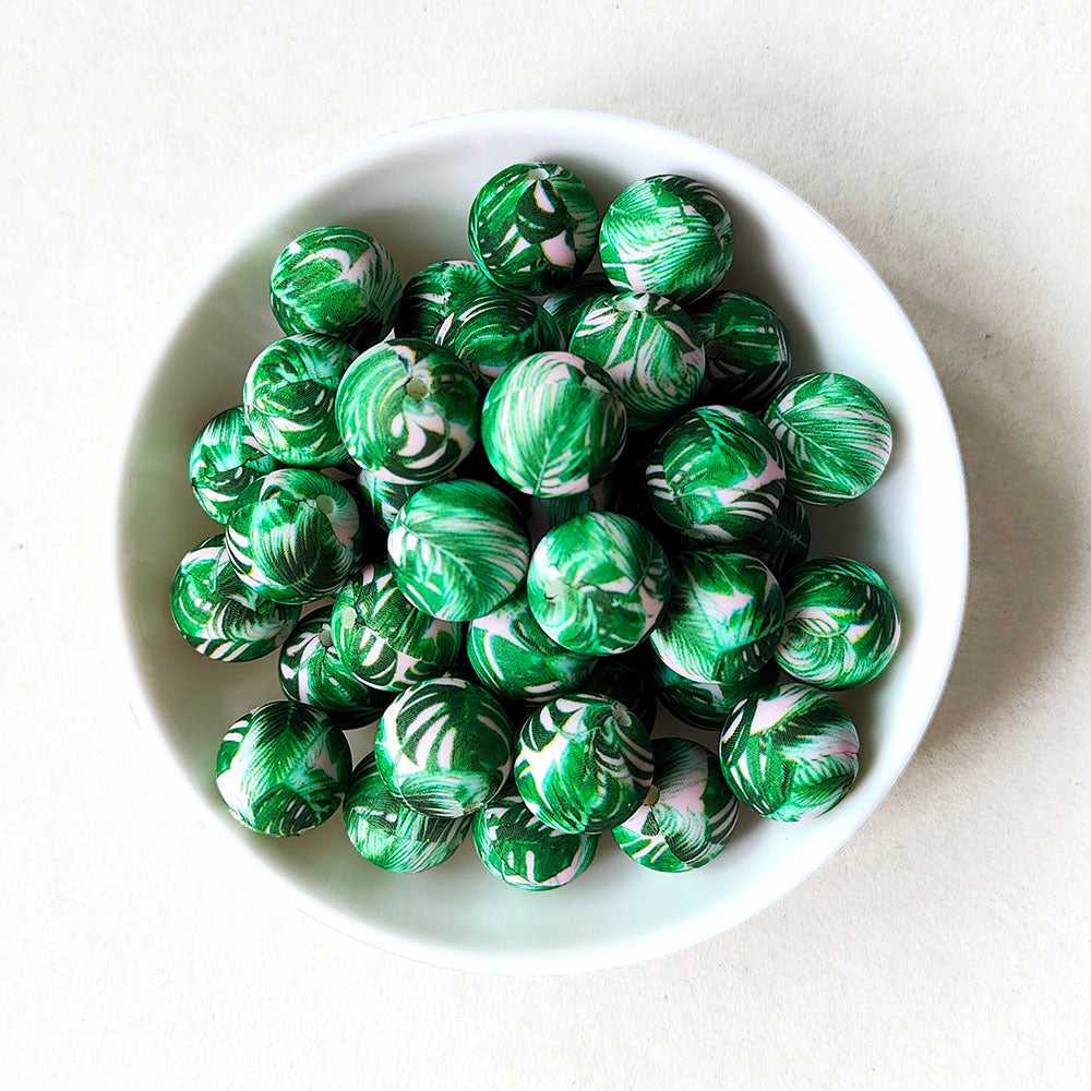 12/15mm Hawaii Print Silicone Beads - Round - #114