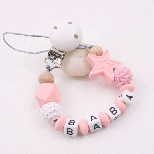 Personalized Name - Star Pacifier Chain Clip