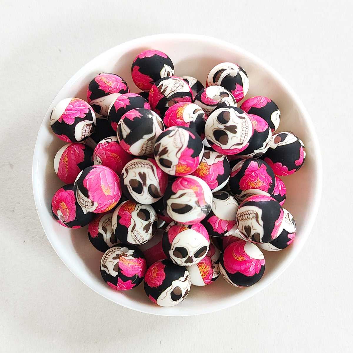 12/15mm Halloween Print Silicone Beads - Round - #82