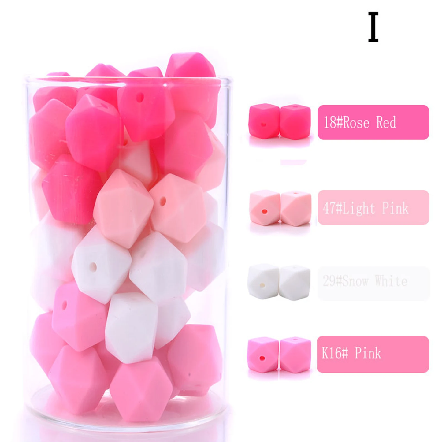14/17mm Mix Colors Hexagon Silicone Beads