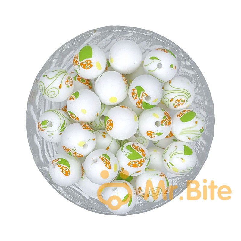 15mm New Print Silicone Beads