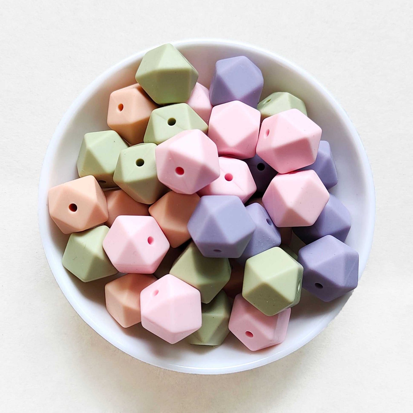 14mm Mix 4 Colors Hexagon Silicone Beads