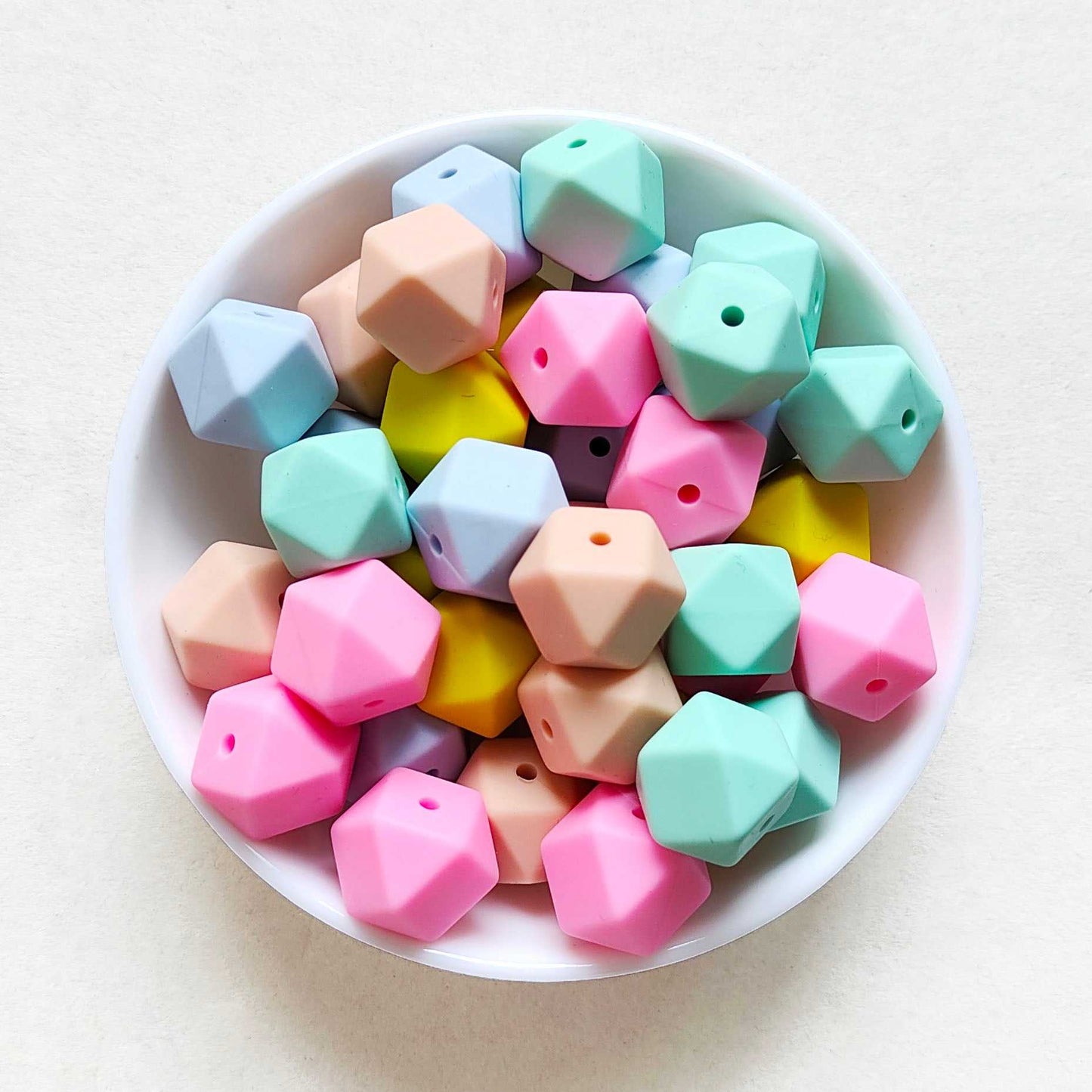 14mm Mix 5 Colors Hexagon Silicone Beads
