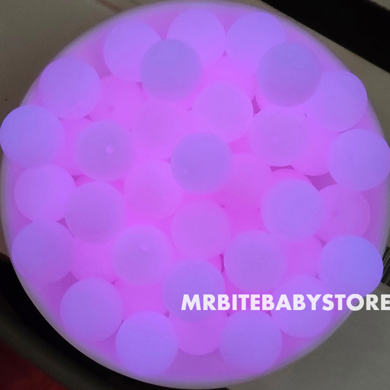 15mm Pink Glow In The Dark/Luminous Silicone Beads - Round