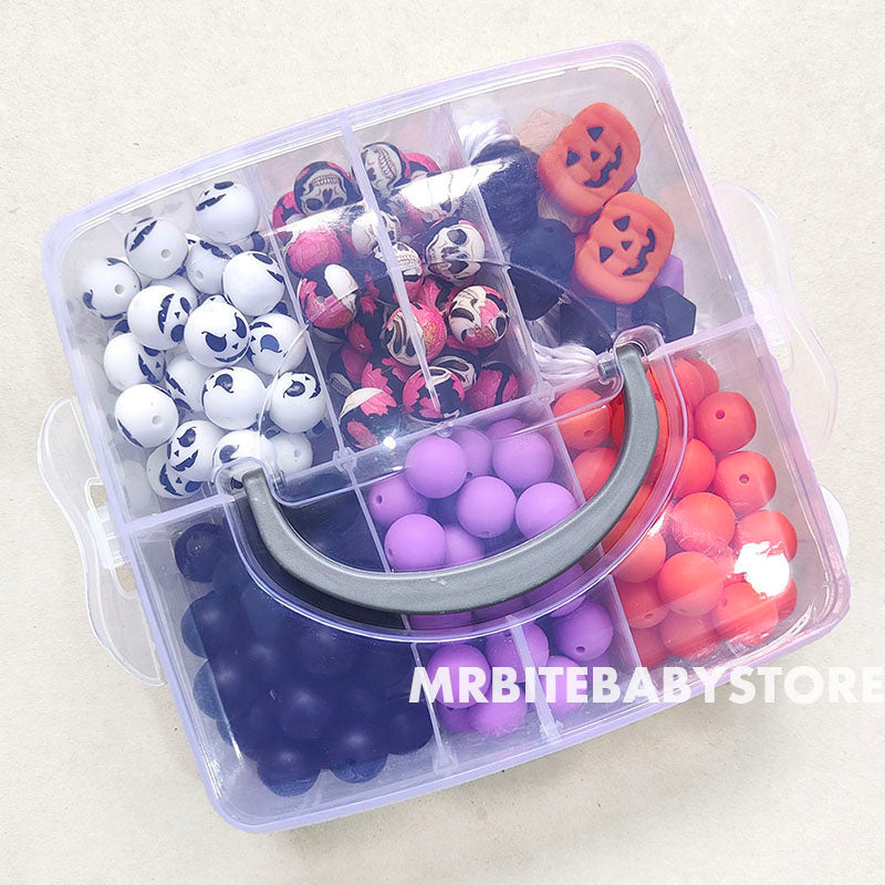 162Pcs Assorted Beads, Skull Pumpkin Silicone Beads, Halloween Beads
