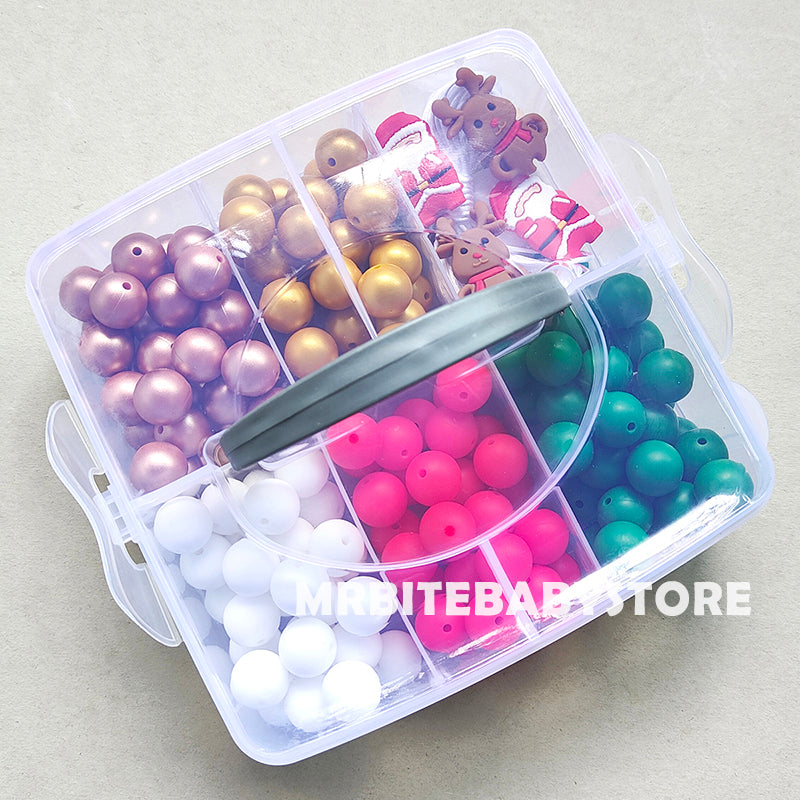 162Pcs Christmas Assorted Silicone Beads,Santa Claus ,Elk,Silicone Beads Kit