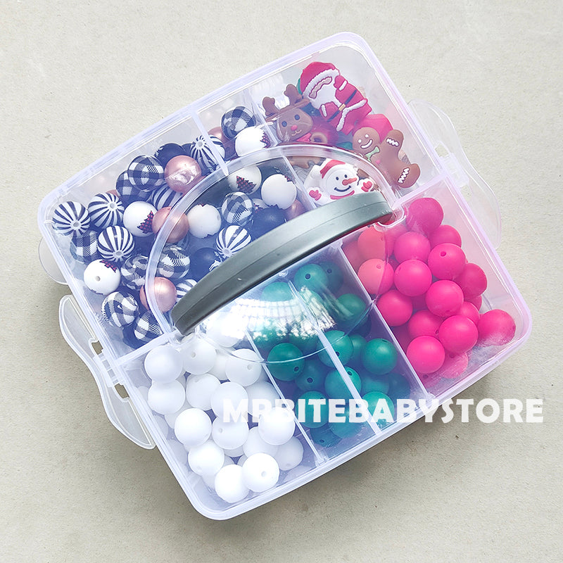 162Pcs Christmas Assorted Beads Kit,Gingerbread Man,Snowman,Santa Claus,Elk Silicone Beads