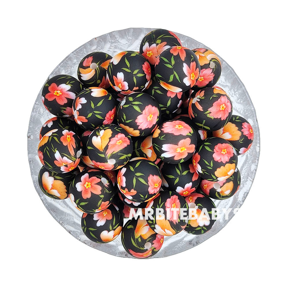 15mm Peachblossom Silicone Beads - Round