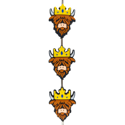 King Highland Cow Head Silicone Focal Bead