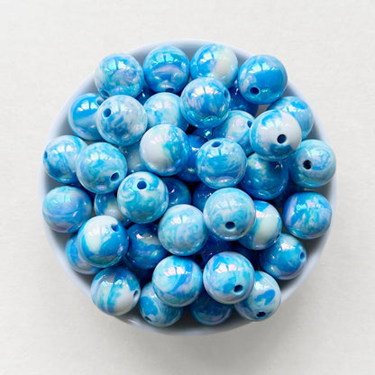 16mm Round Marble Shimmer Acrylic Beads