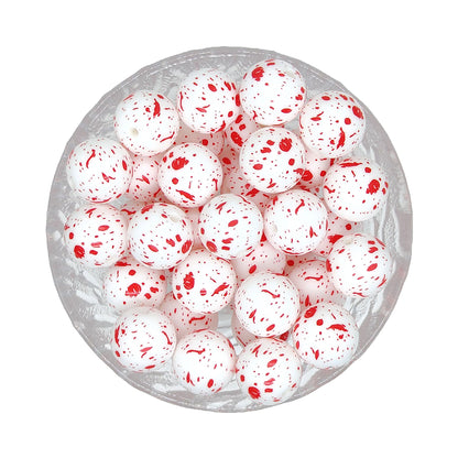 15mm Round Print Silicone Beads