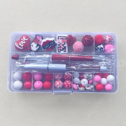57PCS Valentines Day Assorted Beads Set,DIY Beadable Pen Kit