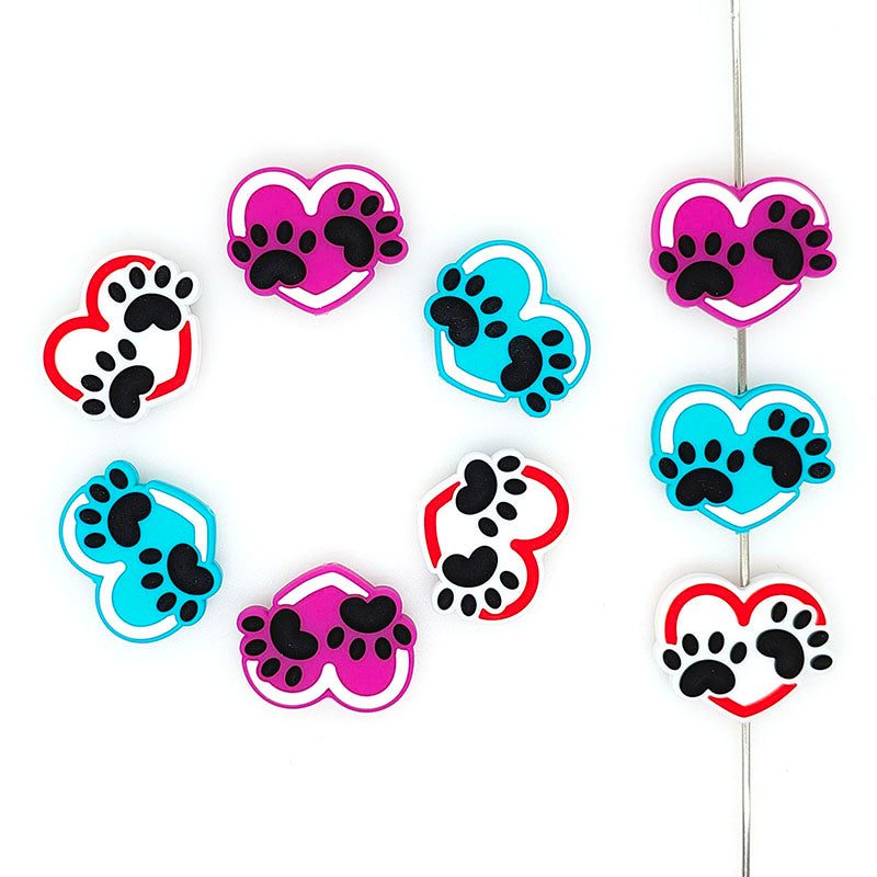 Love Dog Paw Heart Beads