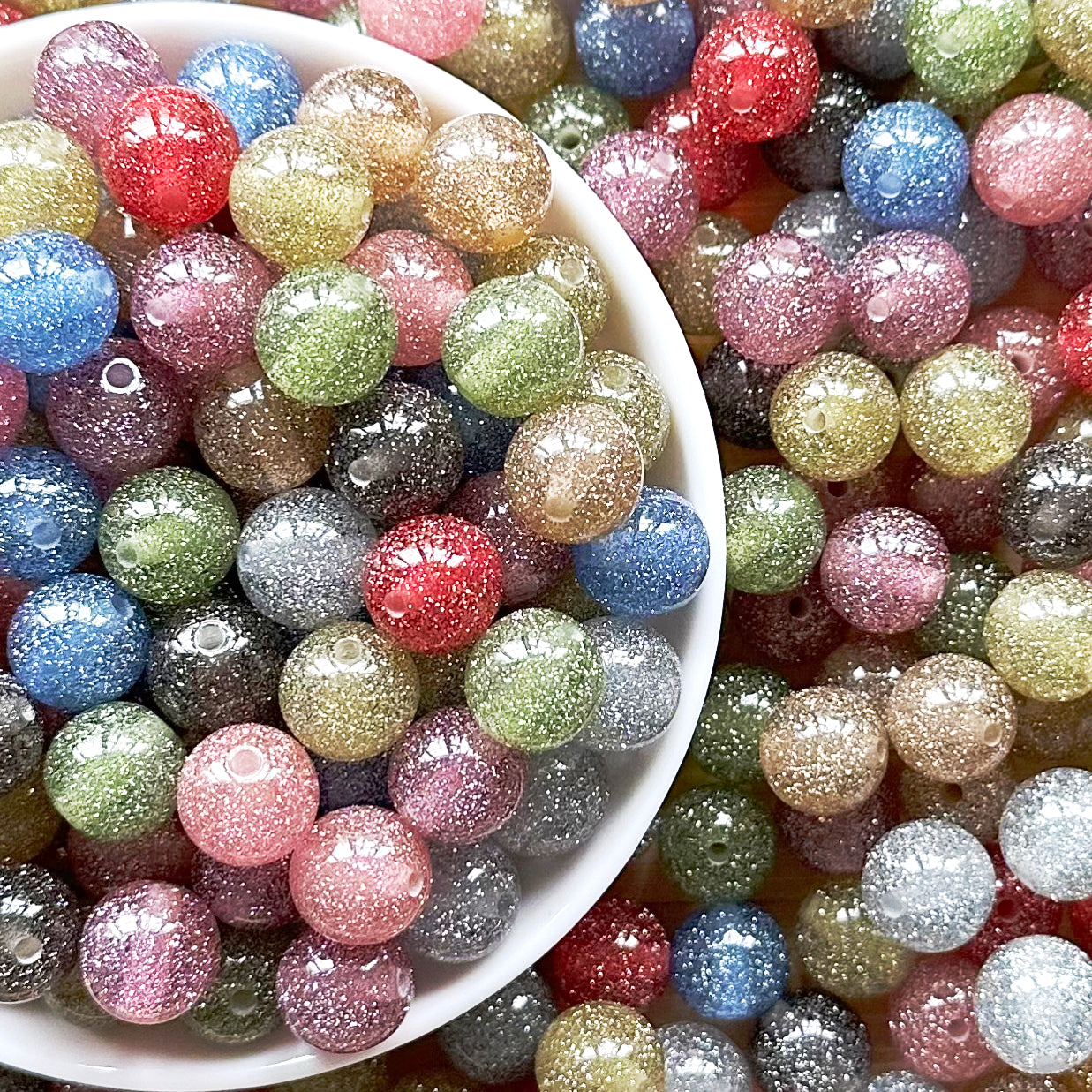 12mm 16mm Round Acrylic Glitter Gumball Beads