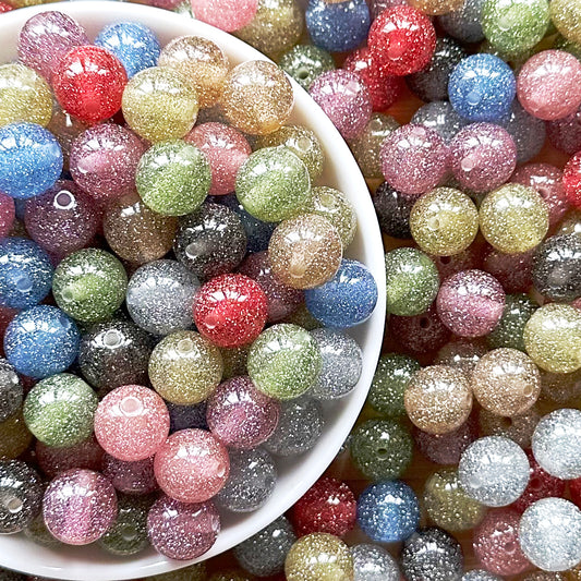12mm 16mm Round Acrylic Glitter Gumball Beads